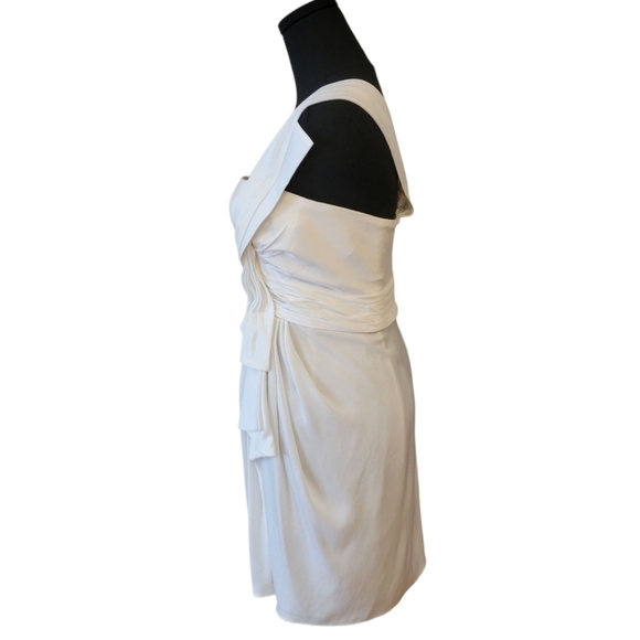 BCBG White Palais One Shoulder Cocktail Dress Size 4 - Picture 4 of 6